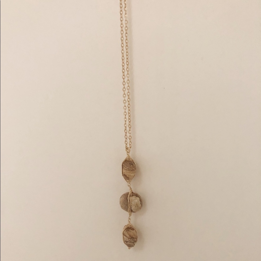 3 tiered beige long adjustable necklace new
